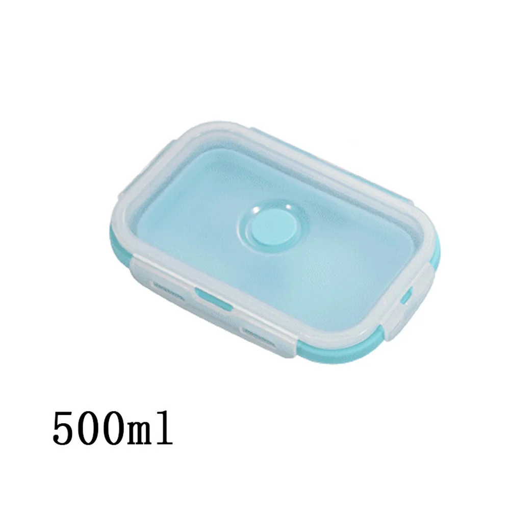 500ml blue Силиконовый складной Ланч-бокс контейнер для хранения еды Bento Microwavable портативный пикник кемпинг открытый Ланч-бокс - Цвет: 500ml blue