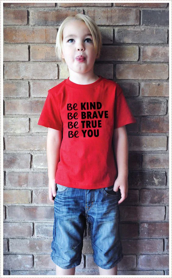 Be Kind Brave True You/детская футболка для мальчиков и девочек одежда малышей Забавные