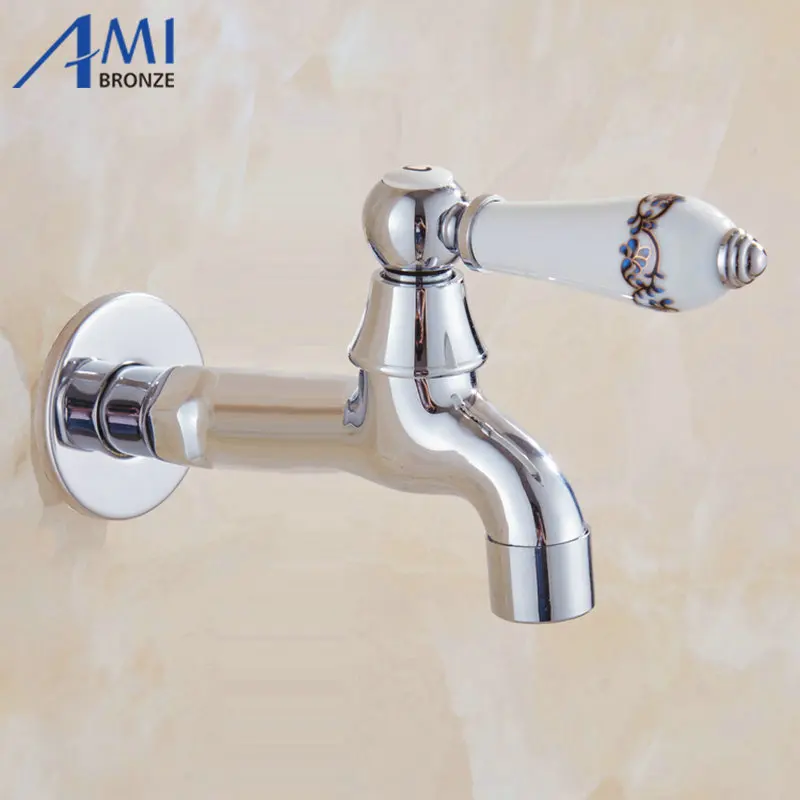 Хромированный полированный медный кран Porcelian/Jade ручка садовый бибкок стиральная