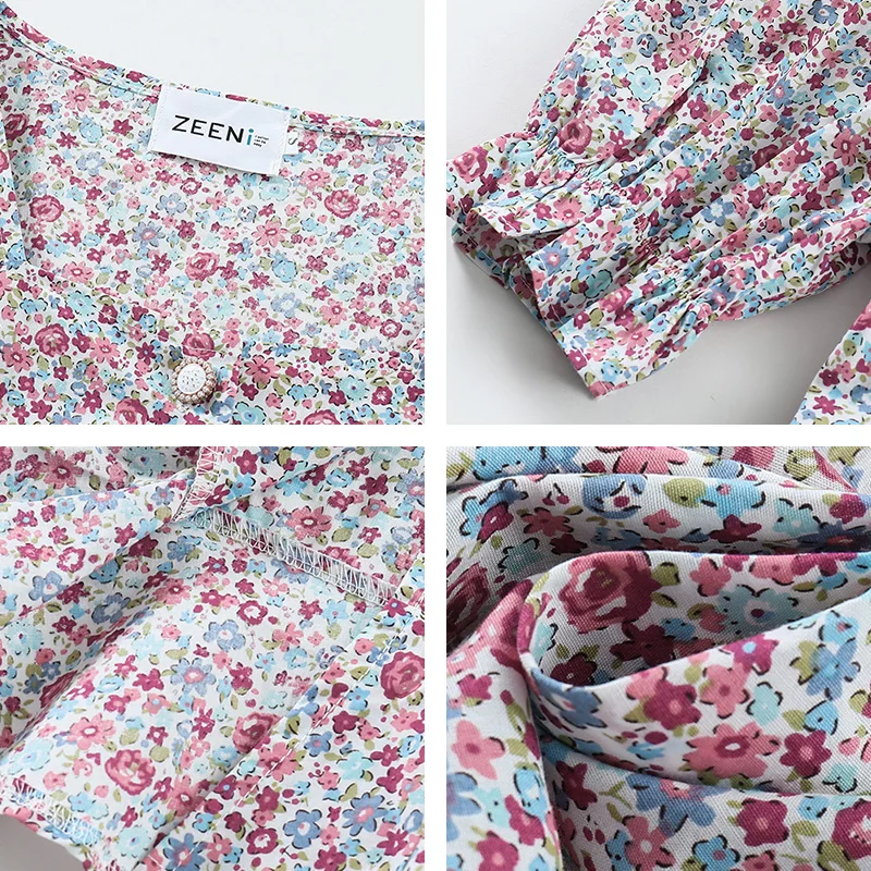 

Summer Women Clothes Tees Top Square Collar Short Sleeves Cropped Tops T-shirts Mujer Flower Printing Blouse Polyester Slim