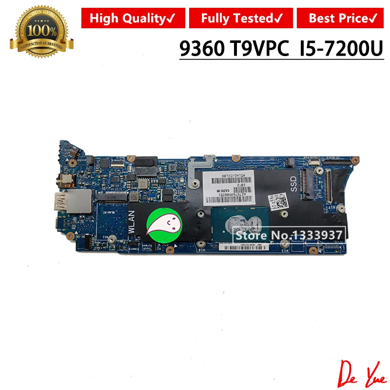 For Dell XPS 13 9360 Laptop Motherboard 8GB i5-7200U CPU CAZ00 LA-D841P T9VPC 0T9VPC CN-0T9VPC notebook pc mainboard good | Компьютеры и