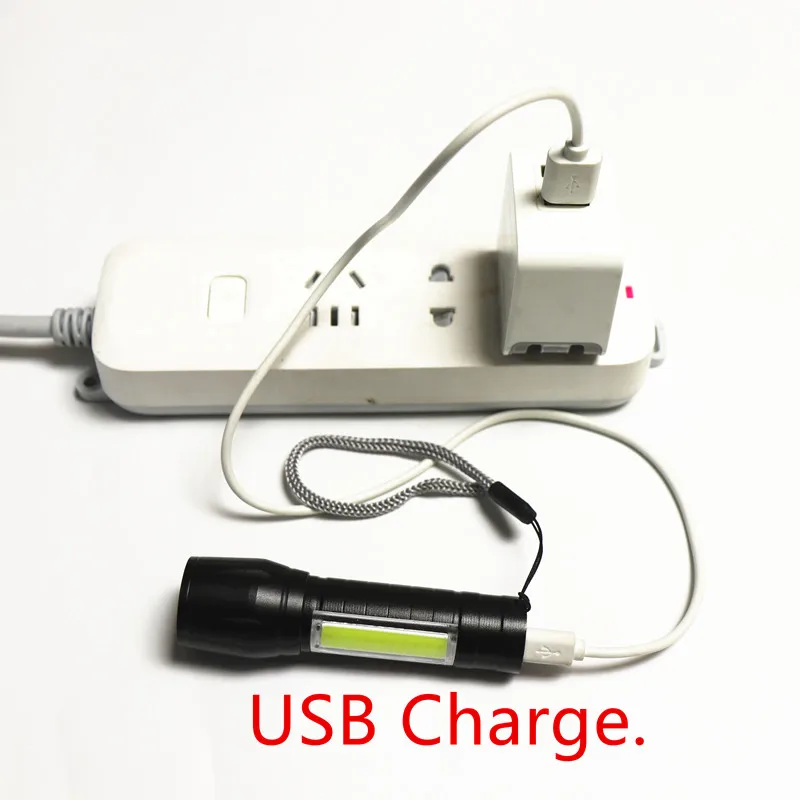 USB зарядка мини портативный COB мощный светодиодный фонарь наружный охотничий фонарь с батареей и кабелем