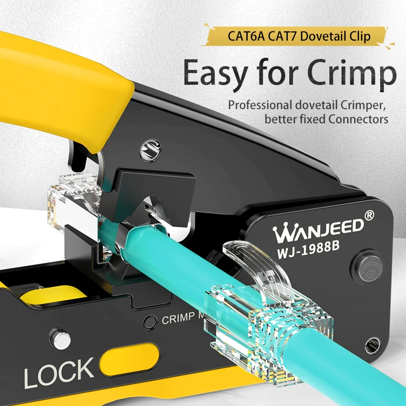 wanjeed lan cable crimper cat5e cat6 cat7 cat8 connector pass through connector crimper special for dovetail clip connector free global shipping