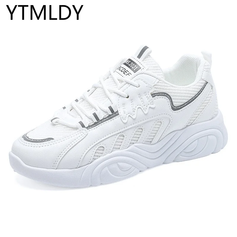 

2021 New Women's Shoes Fashion Walking Vulcanized Shoes Women's Mesh Breathable Sneakers Spring Comfortable Lace-up Casual Shoes