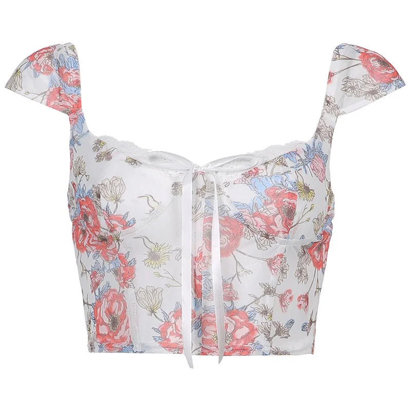 

Sexy mesh BOW LACE chest type suspender vest women's 2021 summer new women's wear