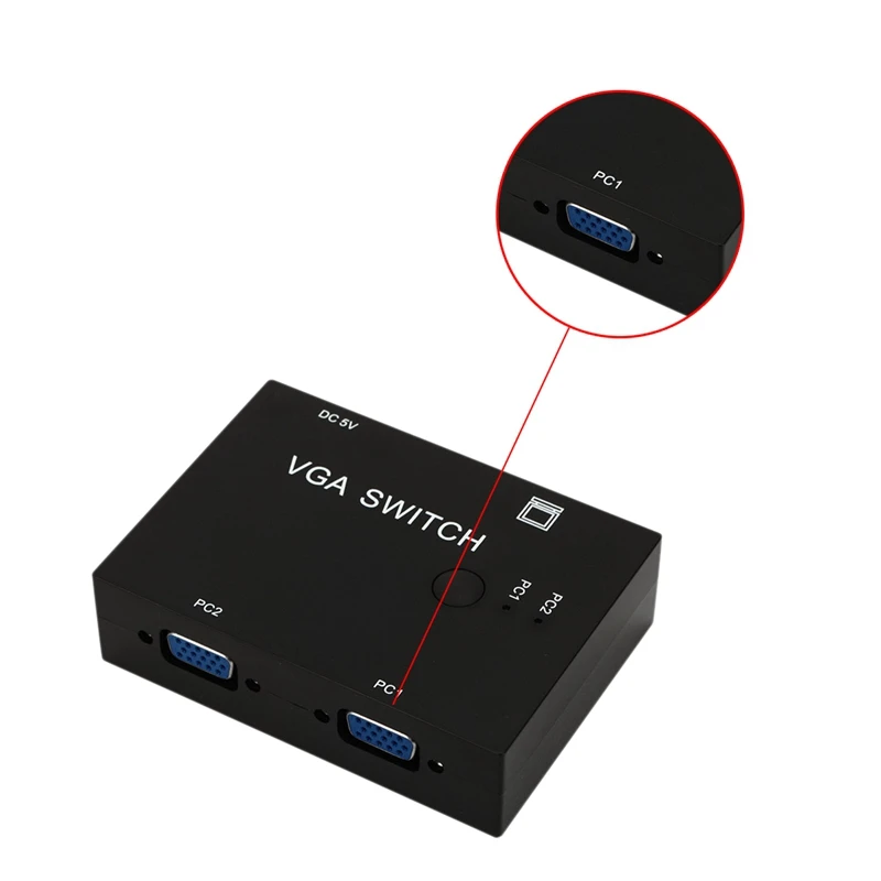 

2 Ports Switcher Splitter 2 Ways VGA Video Switch Adapter Converter Box for PC Monitor
