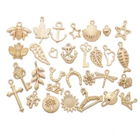 30pcs mixed style gold color horseshoe leaves elephant star charms pendants diy jewelry for necklace bracelet making accessaries