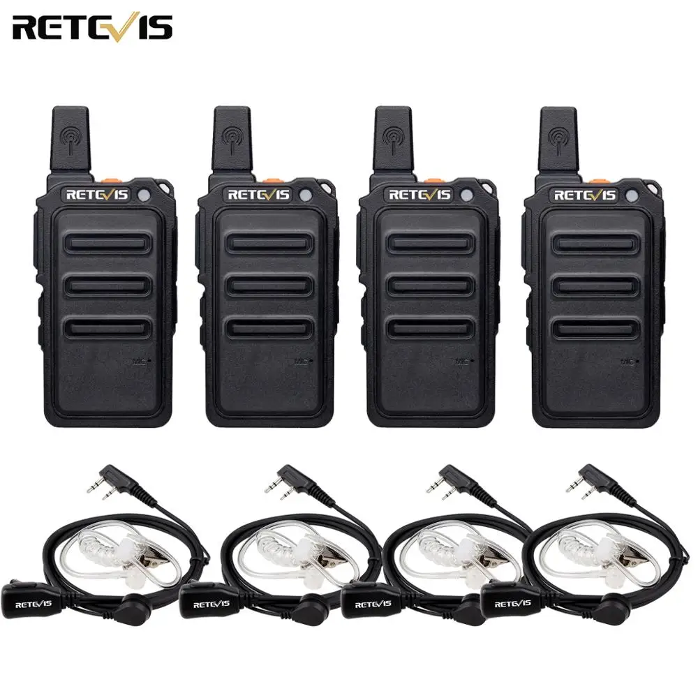

Retevis RT619 Mini Walkie Talkie 4pcs Radio Station Scrambler Ultrathin fuselage Two Way Radio Portable PMR446 FRS VOX USB