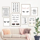 Типы ресниц, принты, плакат расширения ресниц для женщин, современная мода, макияж, настенное искусство, холст, живопись, картина для девичьего декора комнаты