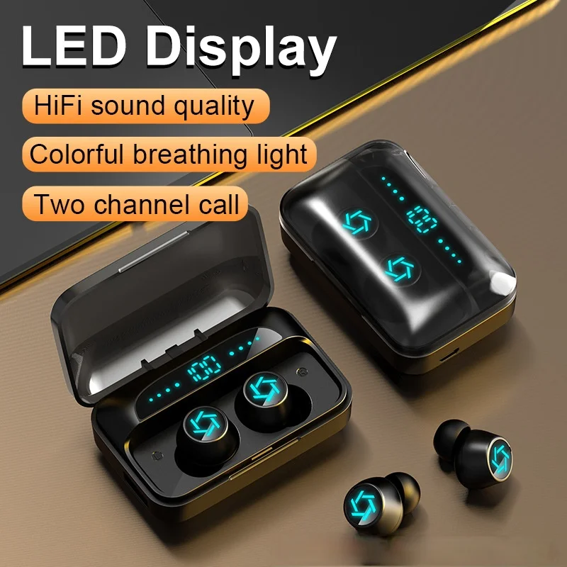 

Wireless 5.0 Headphone Touch Control Sports Waterproof Bluetooth Earphone HiFi 9D Bass Stereo Earphone Headset With Microphone