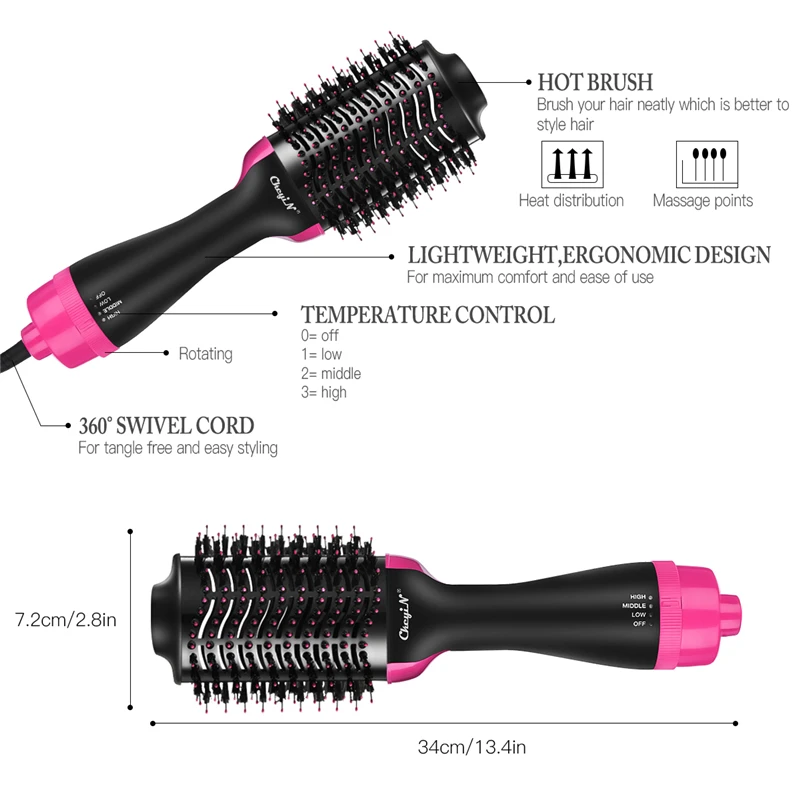 

1000W Hair Curling Brush Hairdressing Hair Dryer Volumizer Negative Ion Hair Curler Straightener Brush Roller Styler Styling