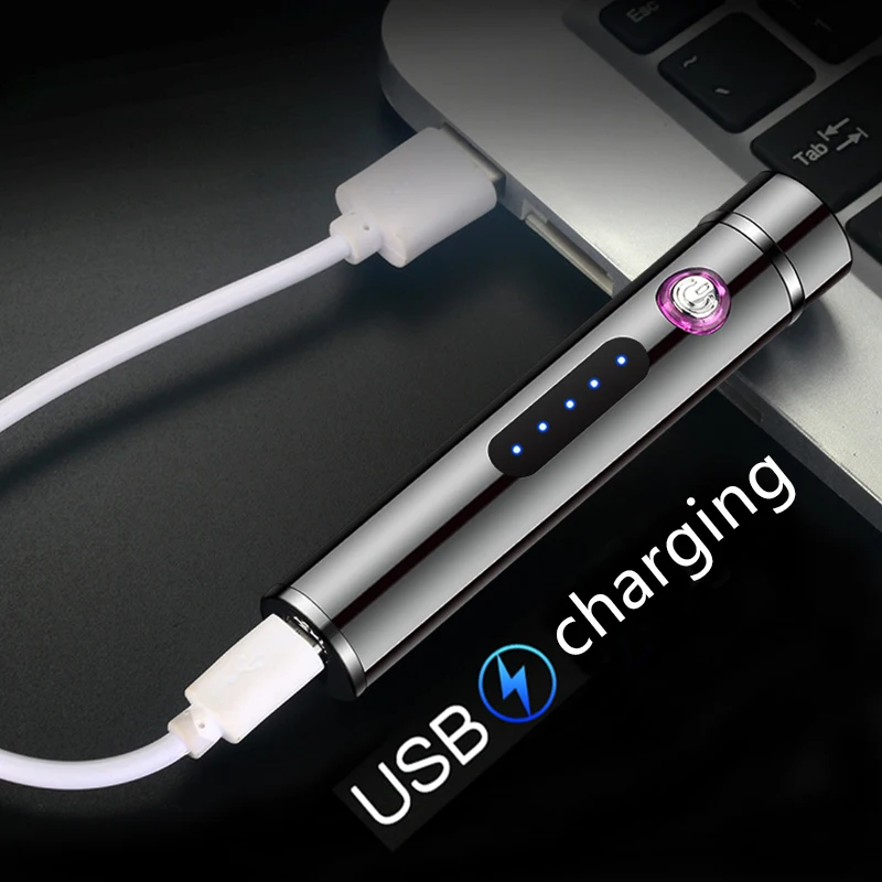 Мини USB зарядка Электронная зажигалка со светодиодным сенсорным сенсором