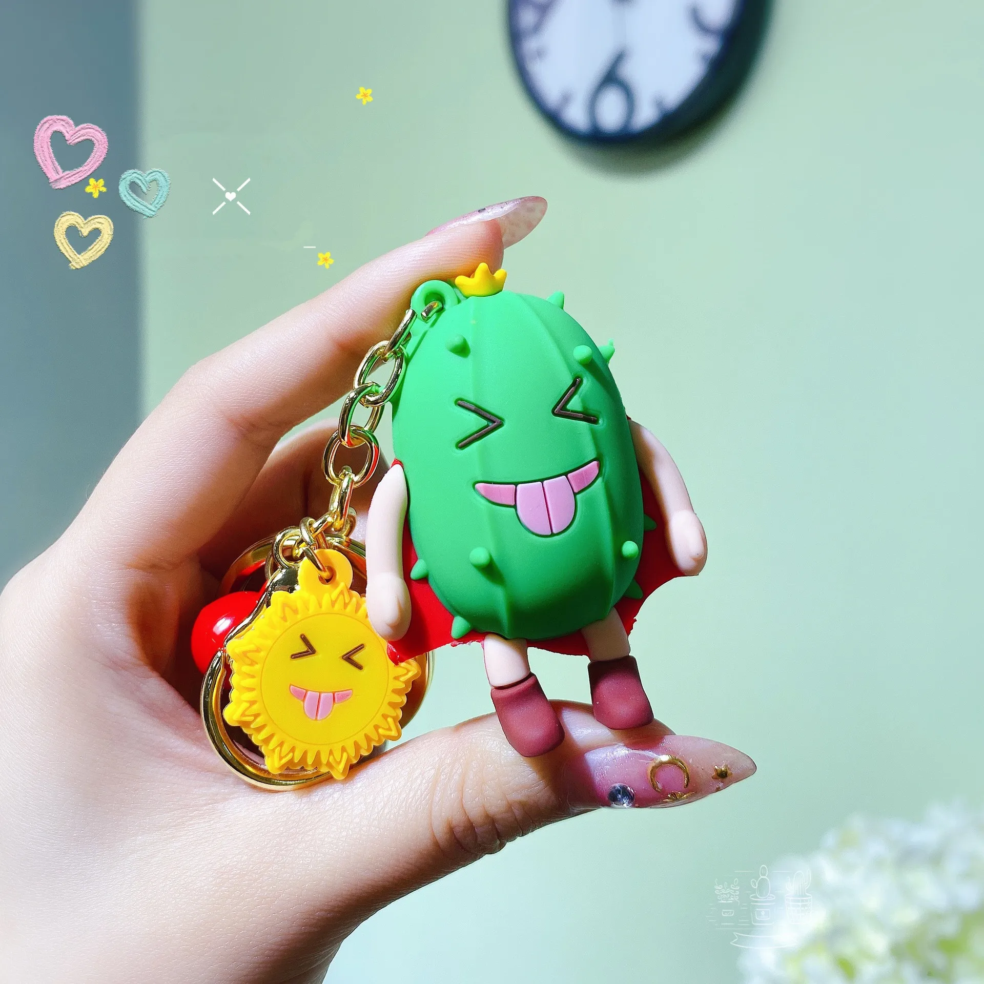 

Cute Cartoon Silicone Cactus Keychain Couple's Car Key Accessories Pendant Key Ring Hot Sale Children Charm Jewelry Gift 2020