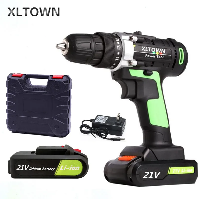 XLTOWN 12V16. 8 в/21 в электрическая отвертка с 2 батареями заряжаемая литиевая батарея домашняя ручная дрель электроинструменты электрическая дрель