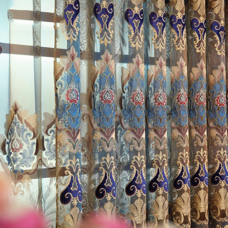На окно, роскошные синие шторы, тюль, отвесные для гостиной, полузатемняющие тканевые шторы для спальни, AP074-30