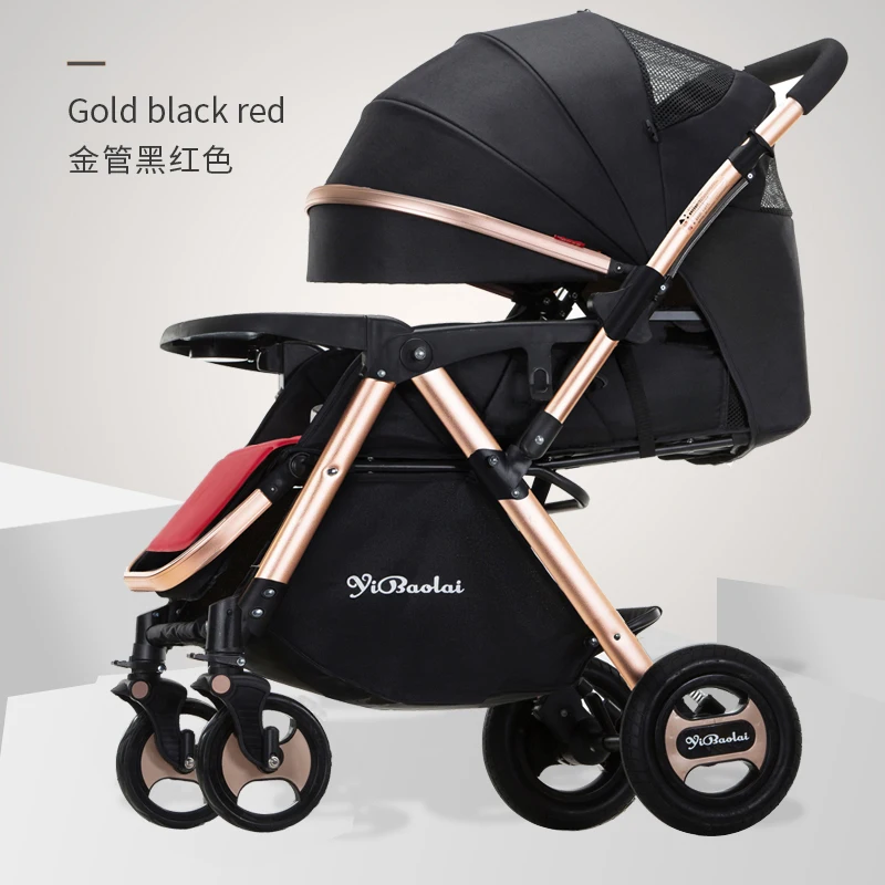 Baby Stroller High-view Aluminum Alloy Four-wheel Shock-absorbing Sitting Lying Can Fold Bb Baby Cart