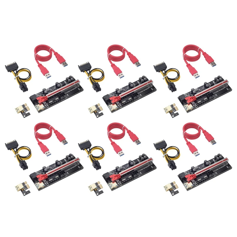 

Карта расширения Ver009S PCI-E, кабель-удлинитель для графической карты, USB 3,0, 1X до 16X, 6 шт.