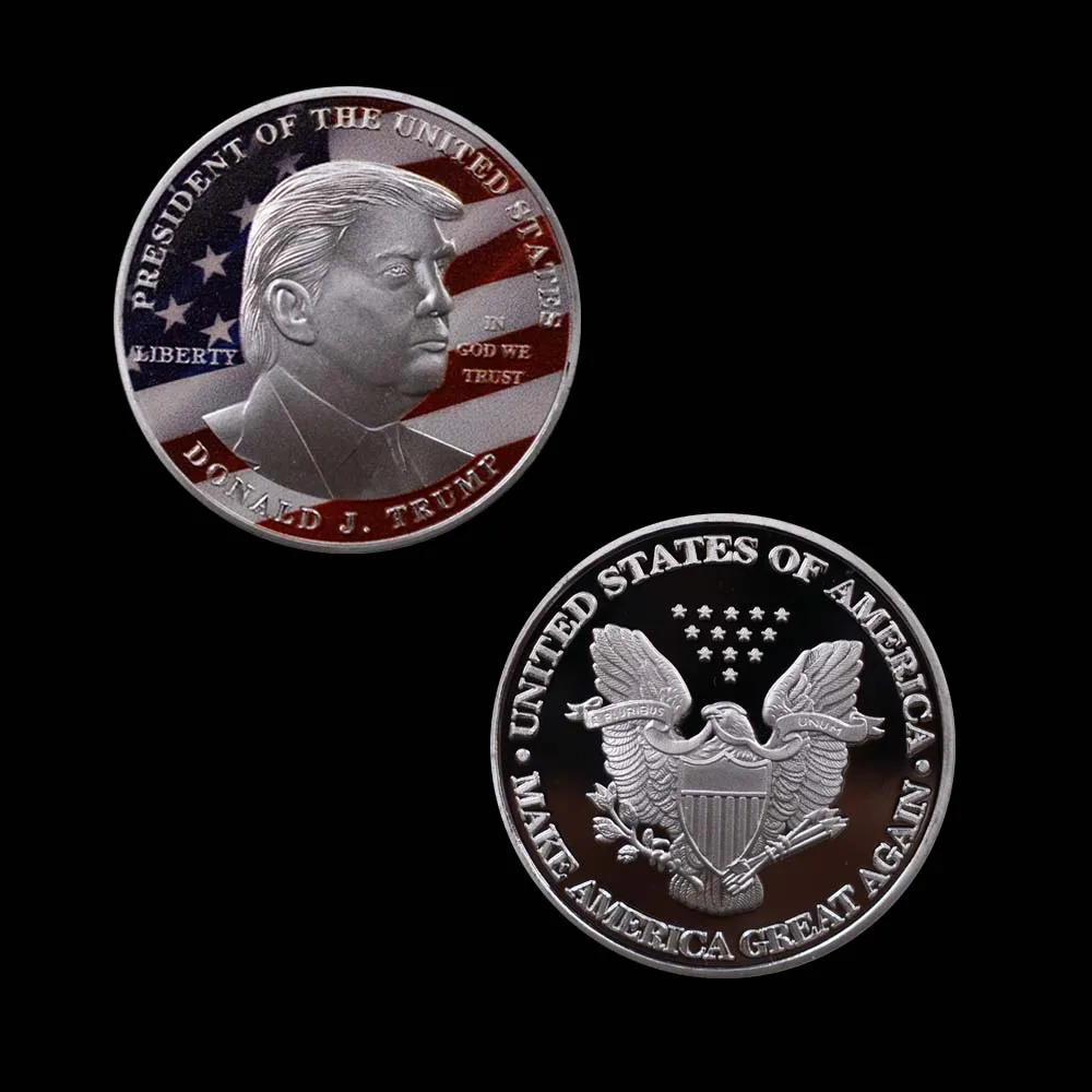 5 Pieces US President Trump Eagle Gold-plated Two-tone Commemorative Coin Collection Character Gold | Дом и сад