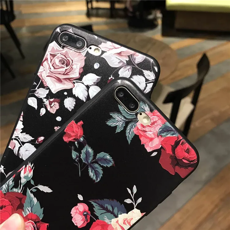 Силиконовый чехол для iPhone 7 6 6s 5 plus с розовыми и белыми цветами|case for iphone|phone cases5s case |