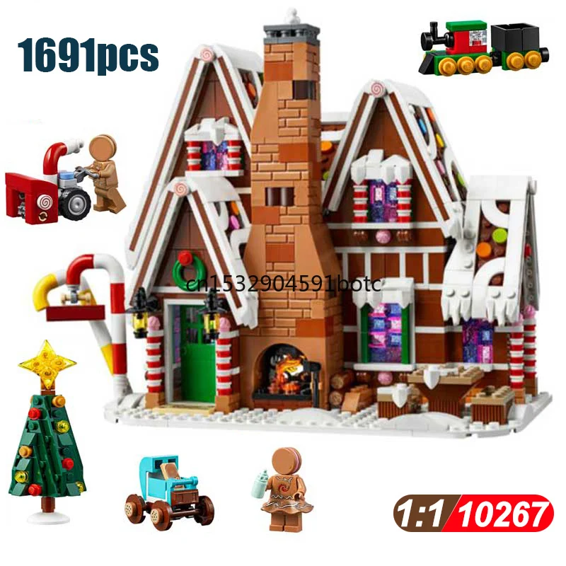 

MOC City Creator Gingerbread House Snow Villages 10267 Friends Blocks Figures Dolls Toys Christmas gift