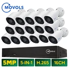 Система видеонаблюдения MOVOLS, 5 МП, 16 каналов, H.265, XVR, HD, 16x5 Мп, 2560*1920, HD