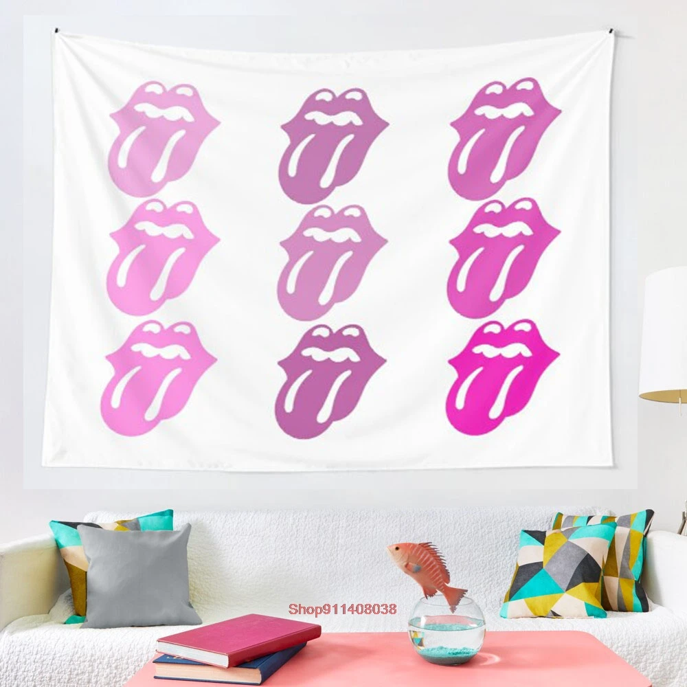 

PINK TONGUES tapestry Wall Tapestry Wall Hanging Wall Decor Bedspread Wall Art Coverlet Bedding Curtain Personalized Table