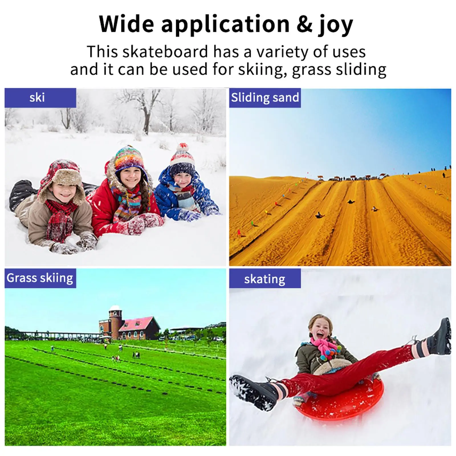 

Lightning Snow Sled for Kids & Adults Plastic Toboggan Sand Slider Children Thickened Grass Board