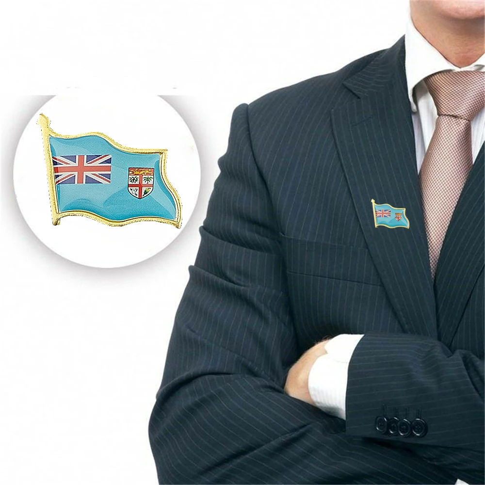 

10PCS/Lot Fiji National Emblem Metal Flag Lapel Pin Brooch Set Decorative Badge Pin for Clothes