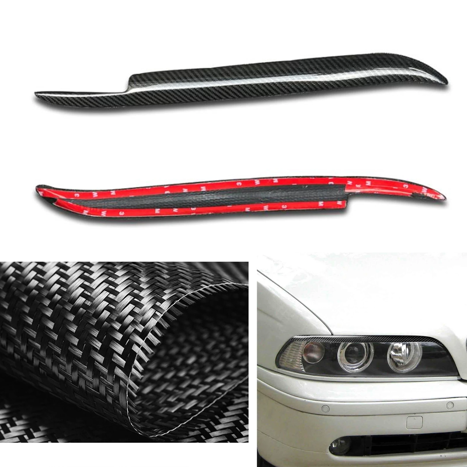 

For BMW 5 Series E39 1997-2003 Car Headlight Eyebrow Headlamp Eyelid Trim Carbon Fiber Front Head Light Lamp Brow Cover Sticker