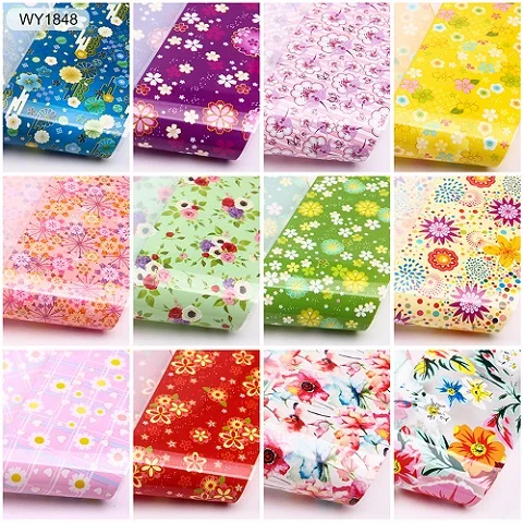 12pcs-WY1848 1 набор цветочных наклеек для ногтей, фольга, переводные наклейки для лака, набор разноцветных цветочных наклеек, самоклеющиеся обертывания, аксессуары для дизайна ногтей - Цвет: 12pcs-WY1848