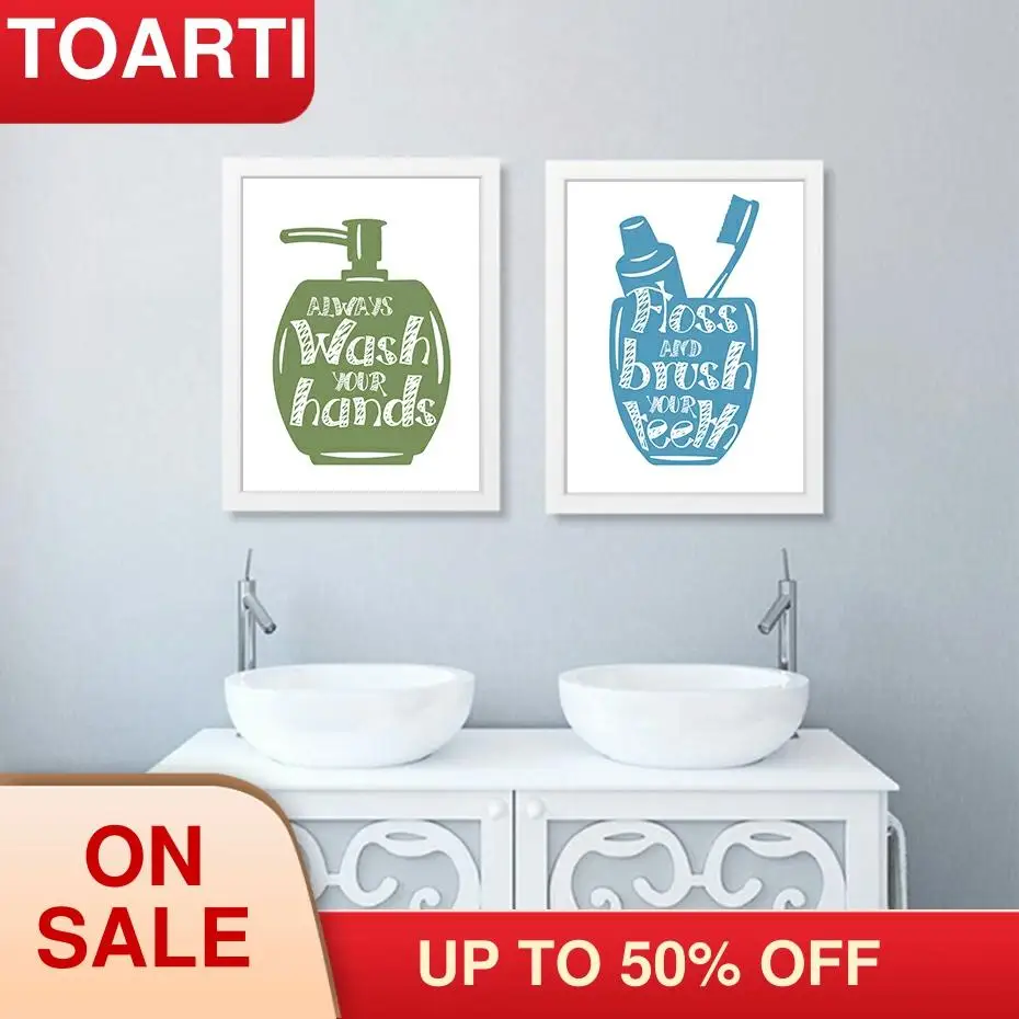 Цветной унитаз ванная комната кавычки холст постер настенная живопись для