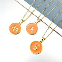 2021 new women 26 english surname necklace orange letter pendant classic o chain ladies jewelry necklace anniversary gift