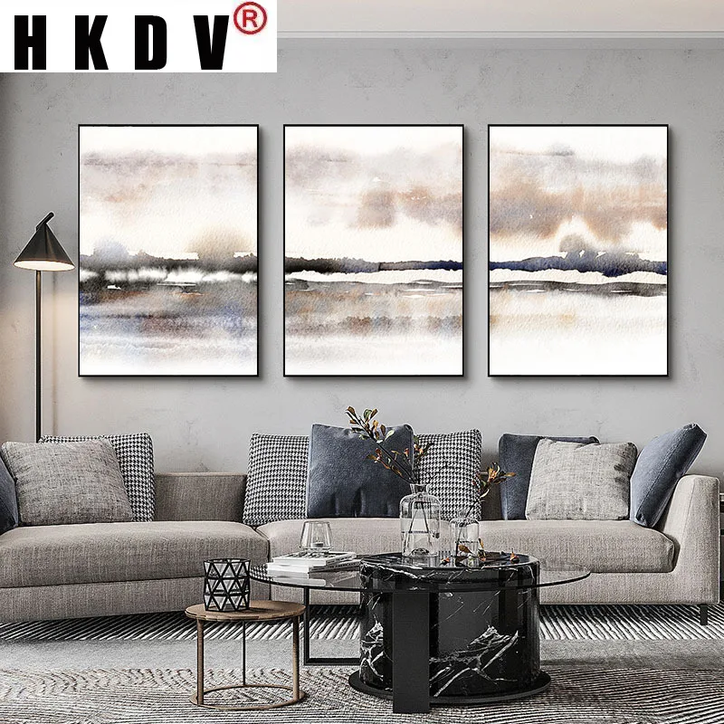 

HKDV Abstract Watercolor Sunset Ink Painting Canvas Painting Wall Art Print Poster Picture Modern Living Room Home Decoration