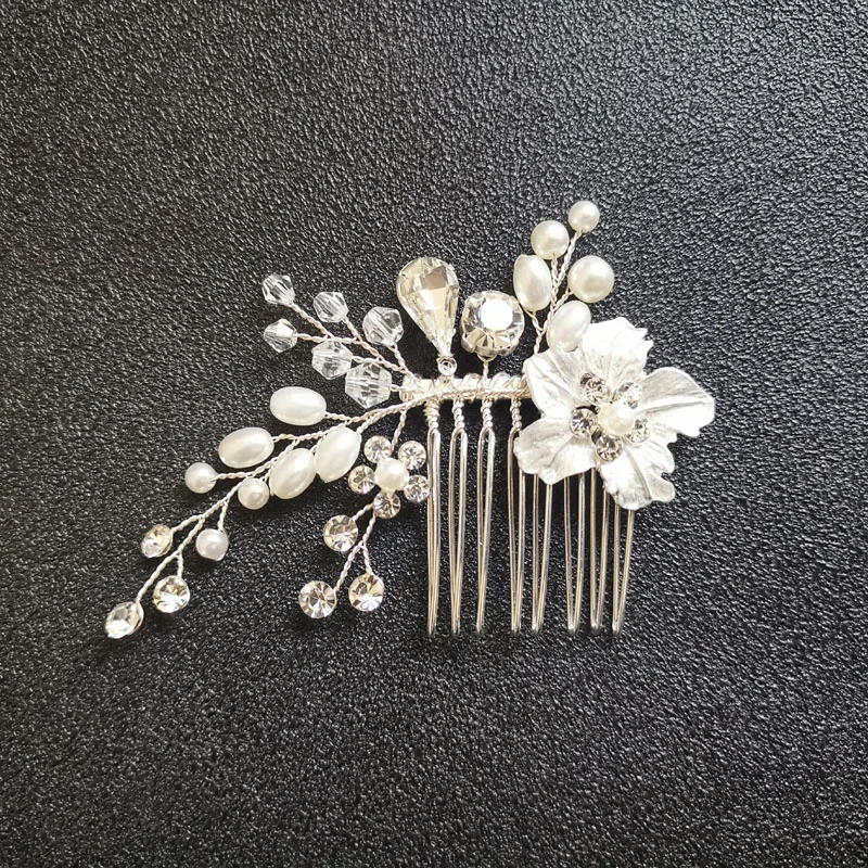 Женская расческа для волос SLBRIDAL свадебная ручной работы со стразами и