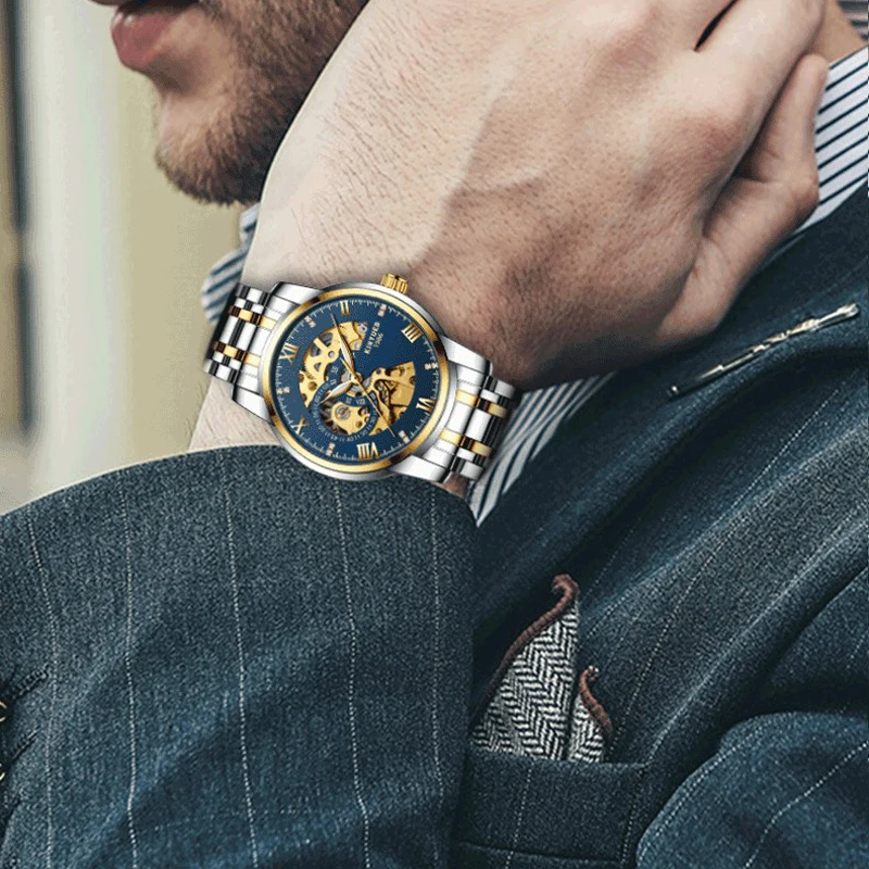 

KINYUED Men Mechanical Wristwatch Fashion Casual Watches Stainless Steel Luminous Waterproof Automatic Watch Relogio Masculino