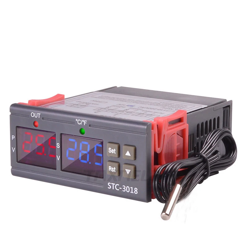 STC-3018 цифровой Температура контроллер 12V 24V 220V 10A C/F реле термостата терморегулятор нагревательные охладительные цифровой Дисплей