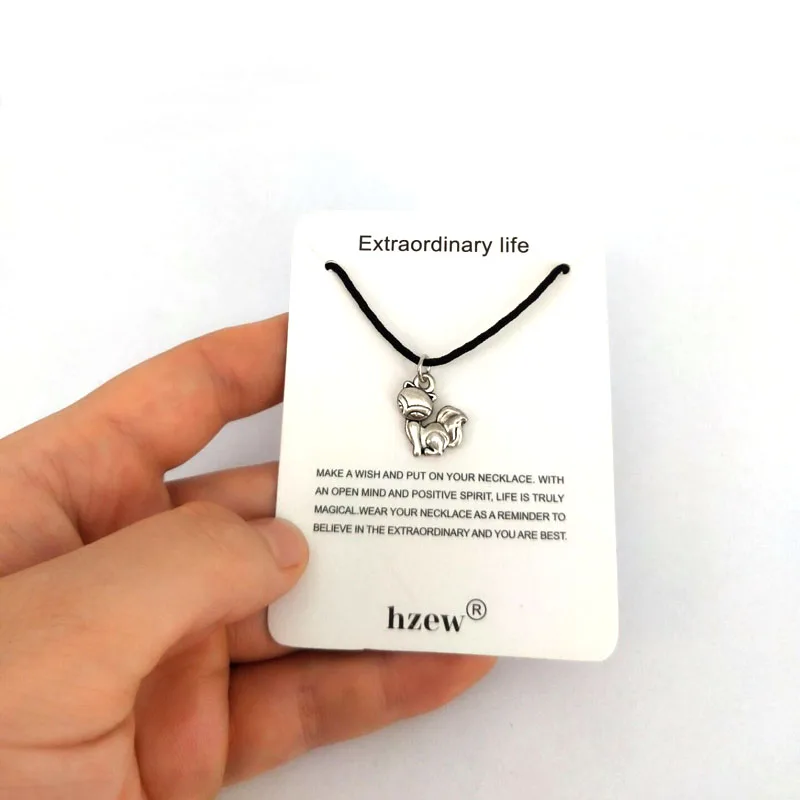 Изысканная Милая мультяшная кожаная веревка hzew ожерелье из древней серебряной