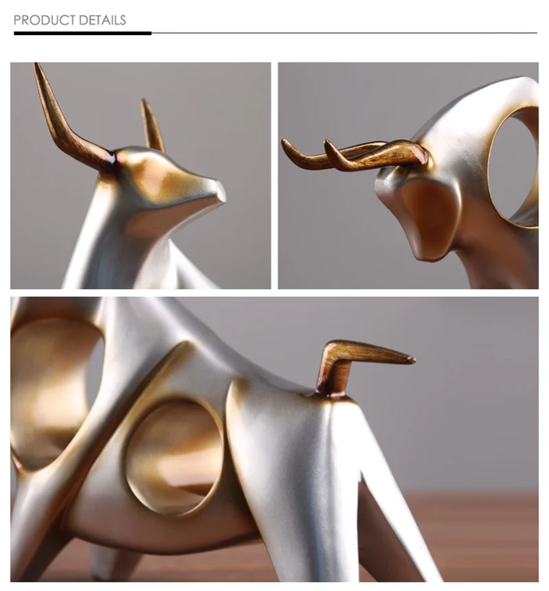 

Creative Cattle Statue Home Decor Living Room Sculpture Grapevine Wine Cabinet Ornament Crafts Abstract Animal Figurine