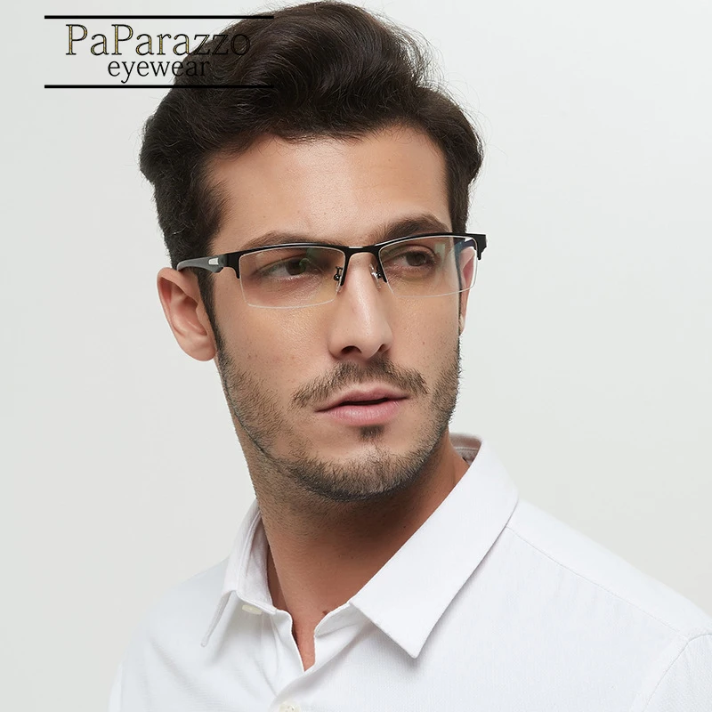 Men Myopia Glasses Frames Half&Full Male Eyeglasses Frame Fashion Metal Eyewear TR90 legs Prescription Optical Grade Glasses