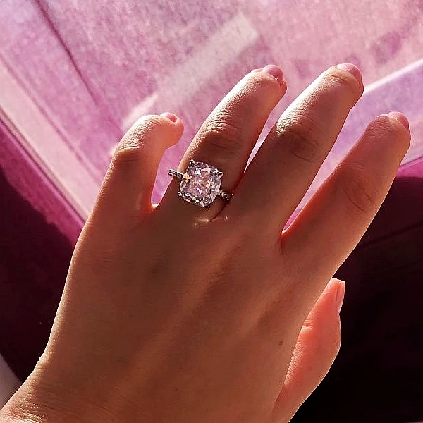 Кольцо обещание из настоящего серебра 925 пробы с фианитом AAAAA|Кольца| |