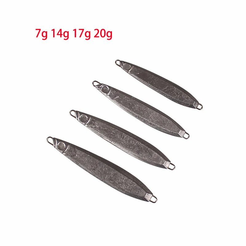 

New Unpainted Jigging Fishing Lure Bait For DIY 20Pcs/Lot Slow Metal Jigs 10g 14g 17g 20g