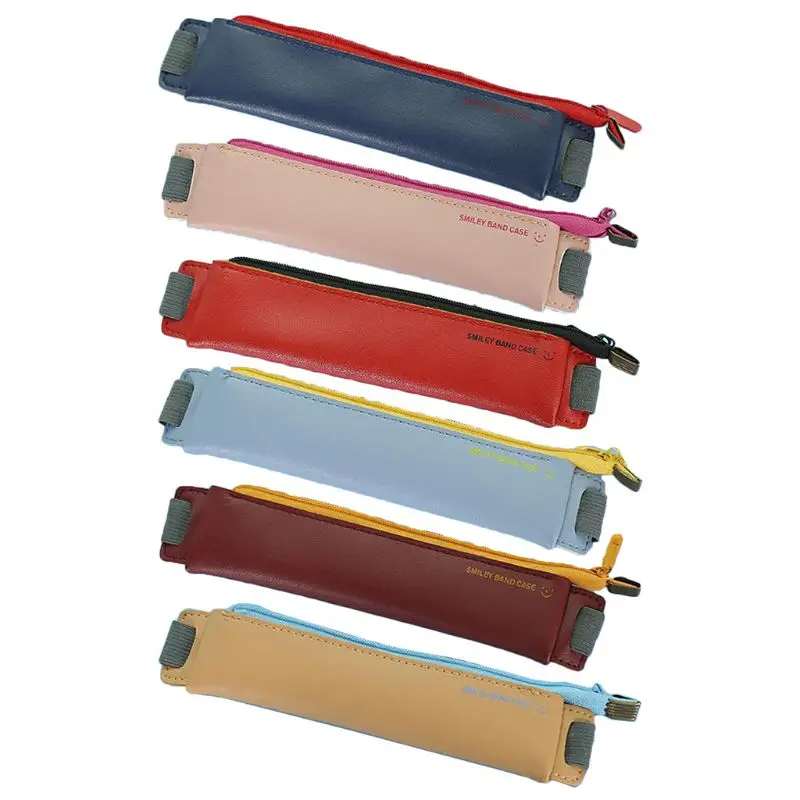 Портативный Модный полиуретановый кожаный эластичный пенал с пряжкой для ручек