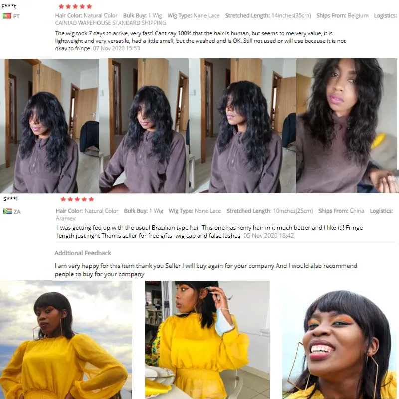 Straight Human Hair Wigs With Bangs For Women O Scalp Top Bob Wig Free Part Lace 10-18&quot Fringe | Шиньоны и парики