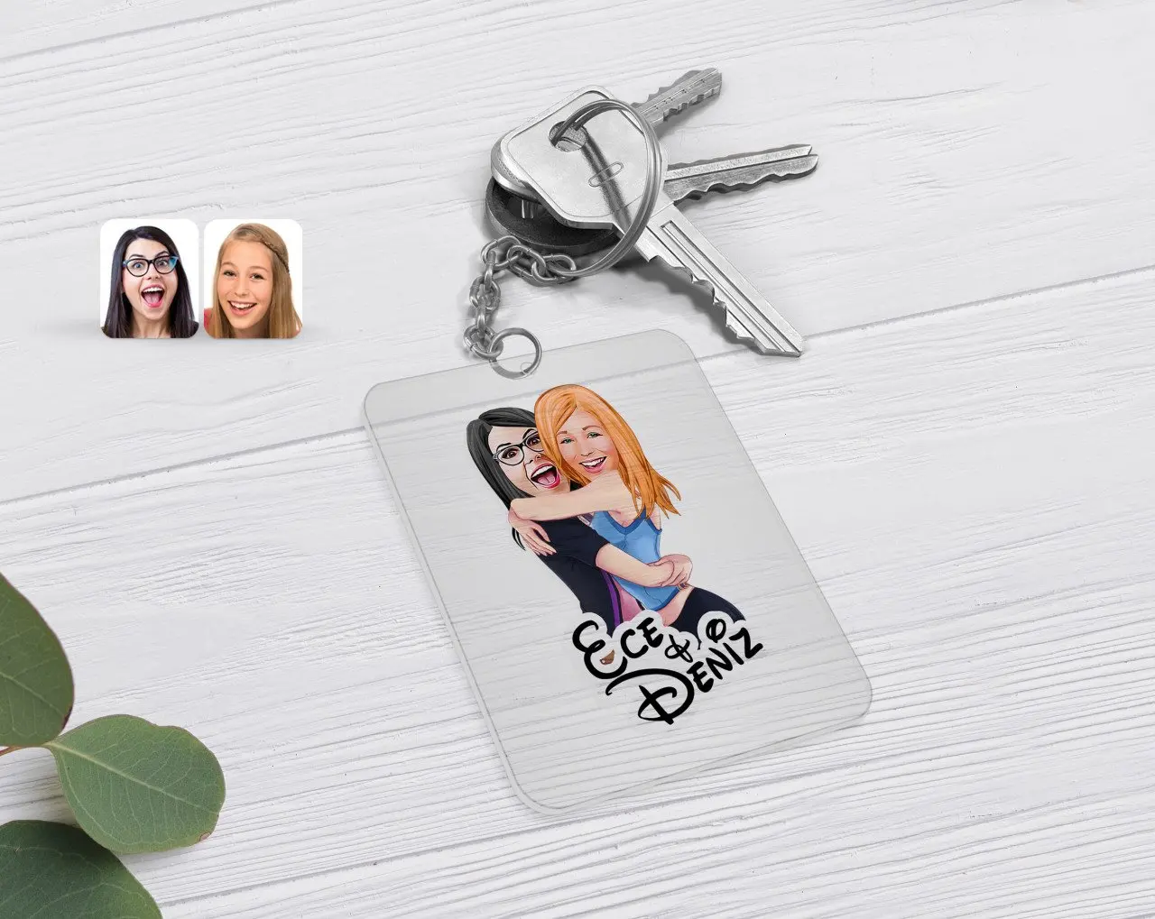 

Personalized Sisters Caricature Of Transparent Plexiglass Anahtarlık-10