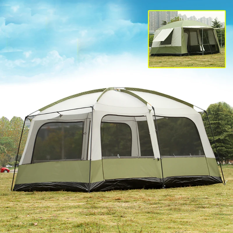 Kaufen 6-12 Person Ultra Doppel Schicht Im 2 Wohnzimmer 1 Halle Familie Camping Zelt Party Zelt Wasserdicht Camping Zelt Carpas