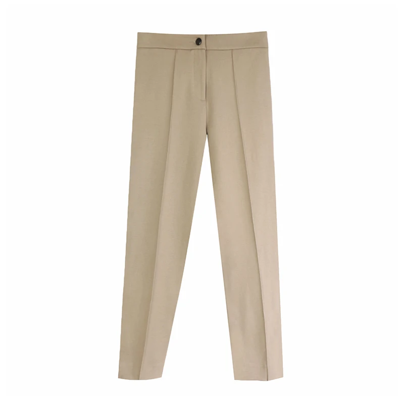

Aachoae Women Solid Elegant Pants Leggings Pleated Side Leg Split Pencil Pants Lady Zipper Fly Casual Skinny Trousers Pantalon