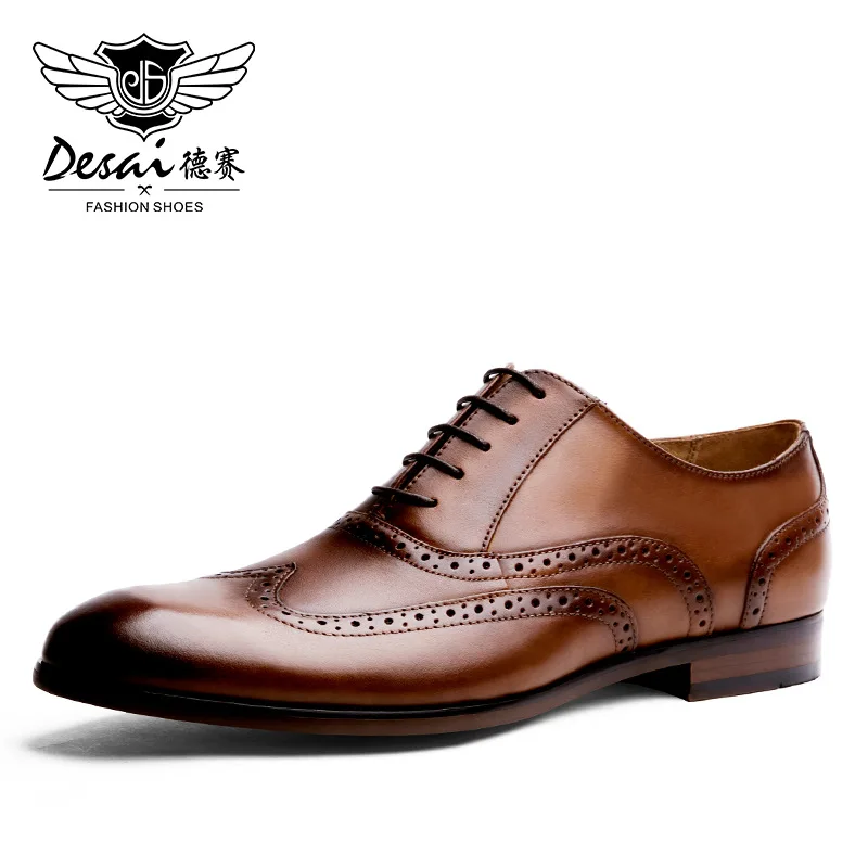 DESAI бренд из натуральной нешлифованной кожи Для мужчин Туфли оксфорды Британский