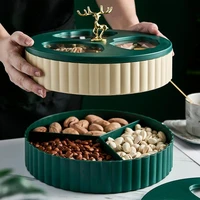 nordic style luxury plastic snack tray storage box with transparent lid family dried fruit and nut storage box with elk handle