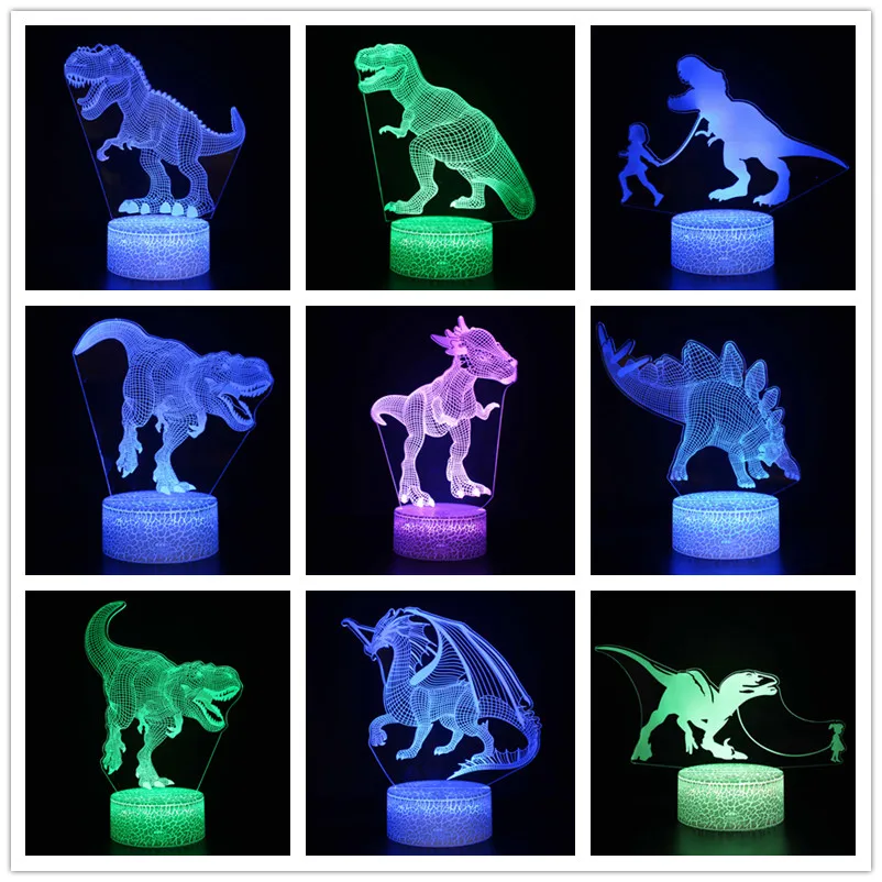 

Dinosaur Series Acrylic 3D LED Illusion Night light Luminous 7 Color Change Table Lamp for Kids Gift Home Bedroom Decor