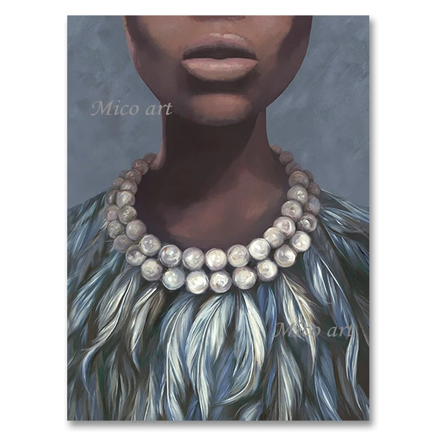 

Современный стена спальни, декоративный, Африканская женщина, портрет, холст, картина маслом, Настенная картина ручной работы, хит продаж, н...